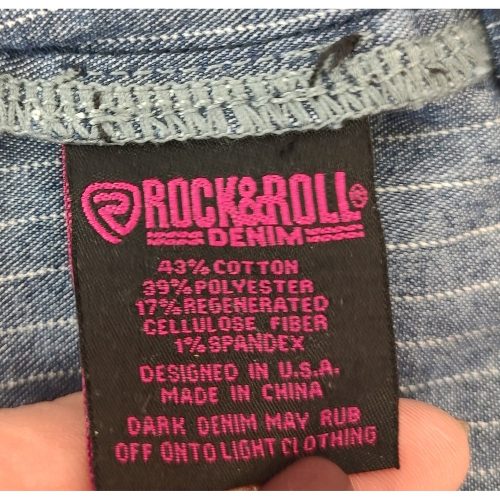 Rock & Roll Denim Women's‎ Dark Wash Pinstripe Denim Corset Crop Top NWT XL - Picture 8 of 10